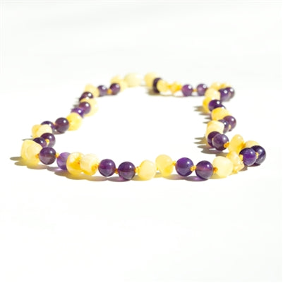 Amber Monkey Milk Amber and Amethyst Necklace