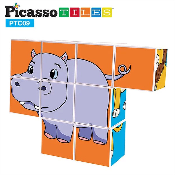 PicassoTiles 9 Piece Magnetic Magic Puzzle Cube Set