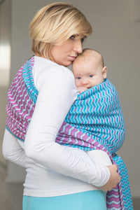 Lenny Lamb Zig Zag Turquoise and Pink Woven Wrap