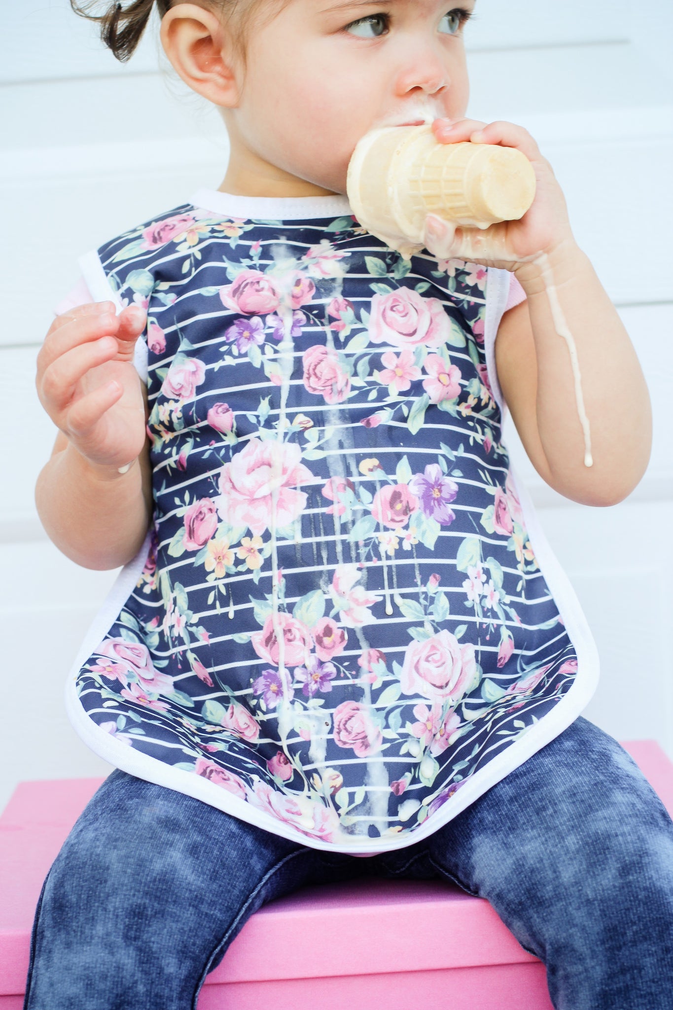 BapronBaby - Retro Stripe Rose Floral Toddler Bapron