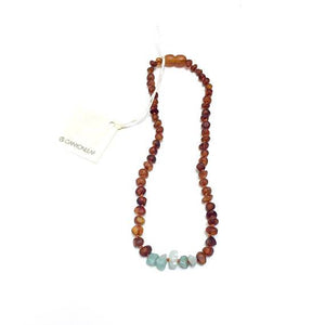 CanyonLeaf - Raw Cognac Amber + Amazonite || Necklace