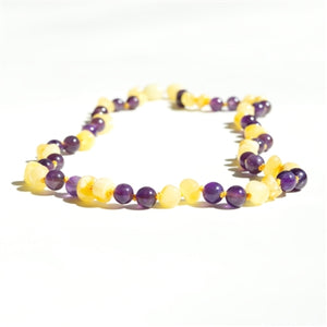 Amber Monkey Milk Amber and Amethyst Necklace